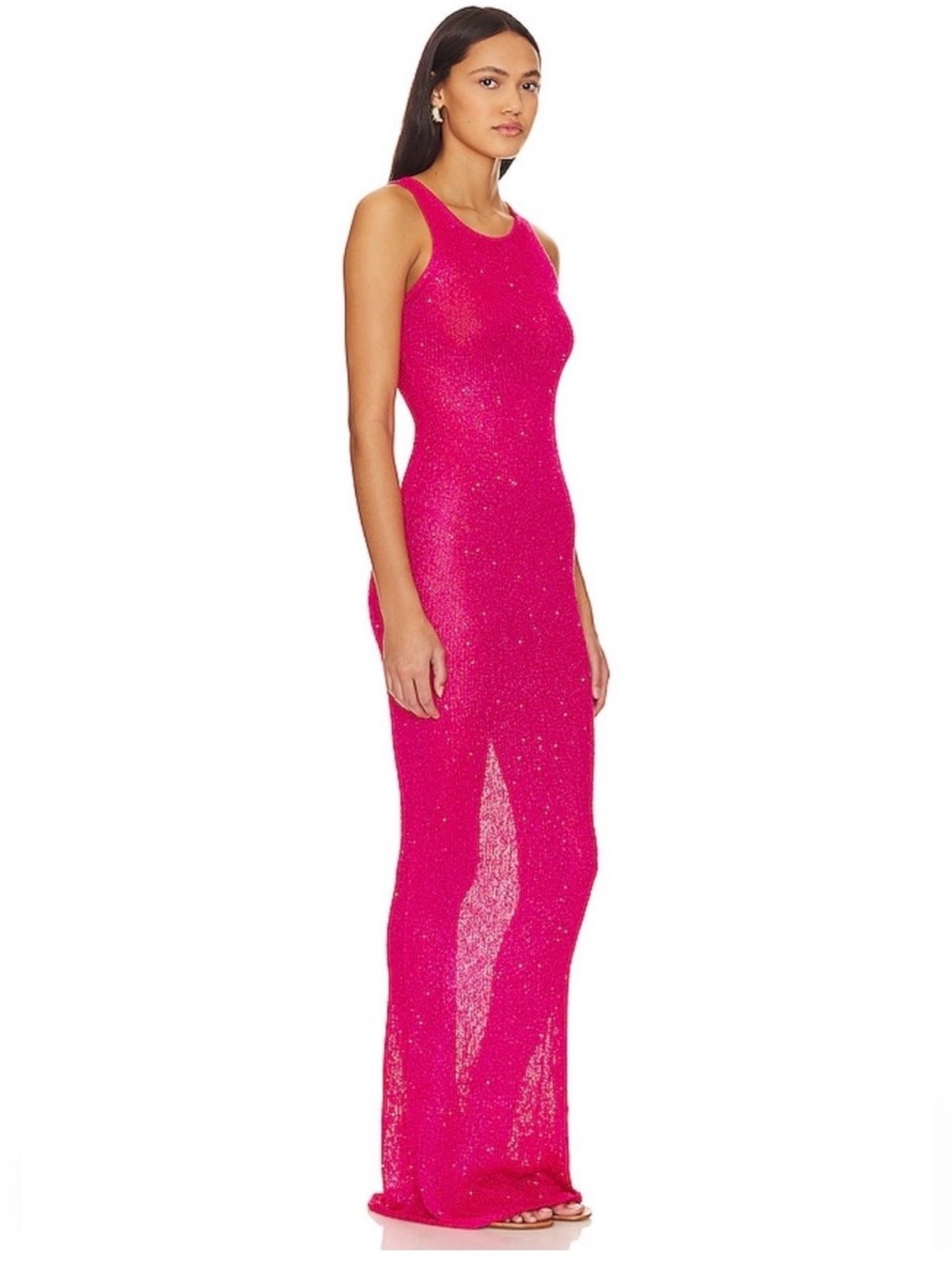 Asta Resort Natalia Dress - Fuchsia Sequin Maxi Dress Size Small